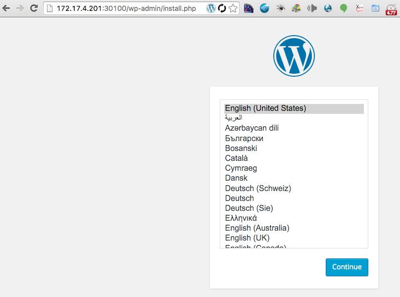 Successful deployment of distributed Wordpress via Kubernetes